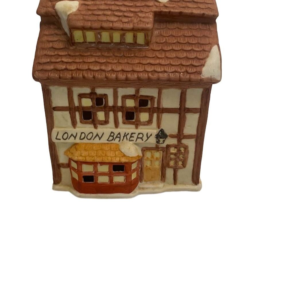Ceramic Christmas Village "The London Bakery" Lighted House Holiday Decor